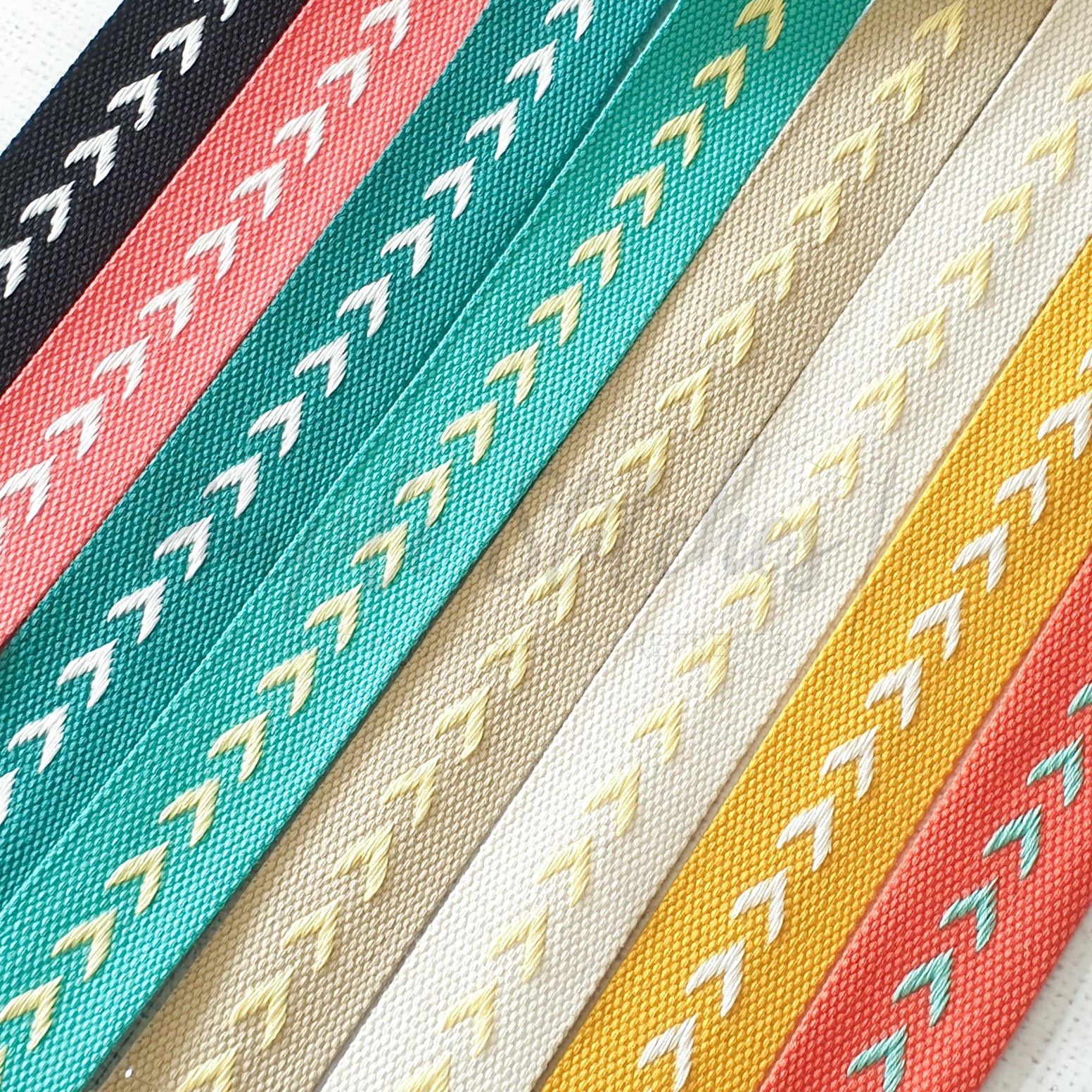 Salmon Pink with White Arrows Webbing | 1.5 inches / 38mm | Sold by the Metre - Image 3