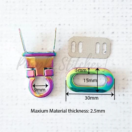 30mm Oval Flip Lock - Iridescent Rainbow - Image 3