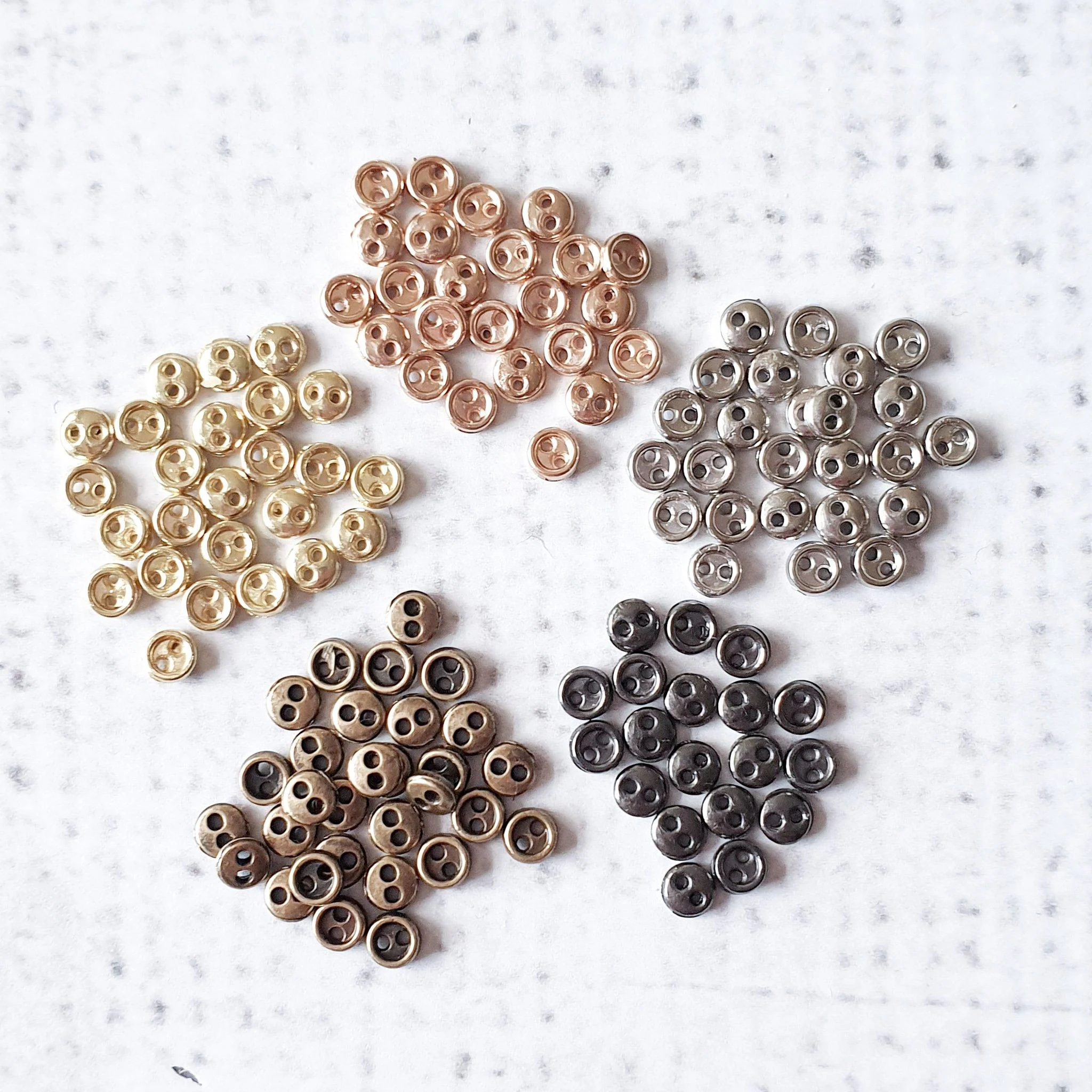 3mm Mini Round 2-hole Metal Buttons