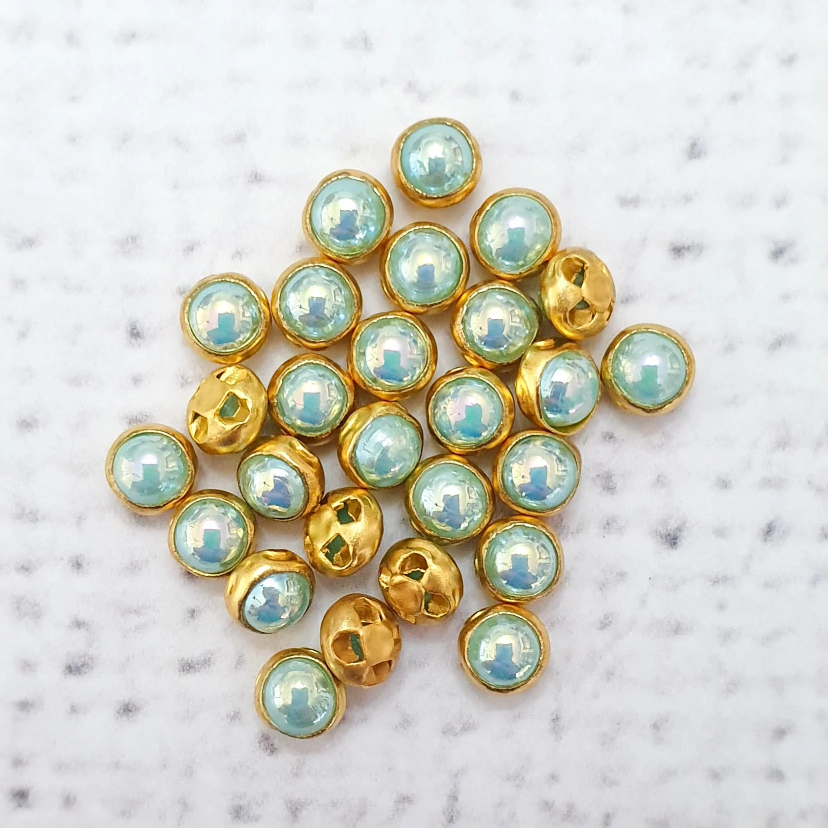 4mm Mini Pearlescent Faux Pearl Button - Pastel - Image 6