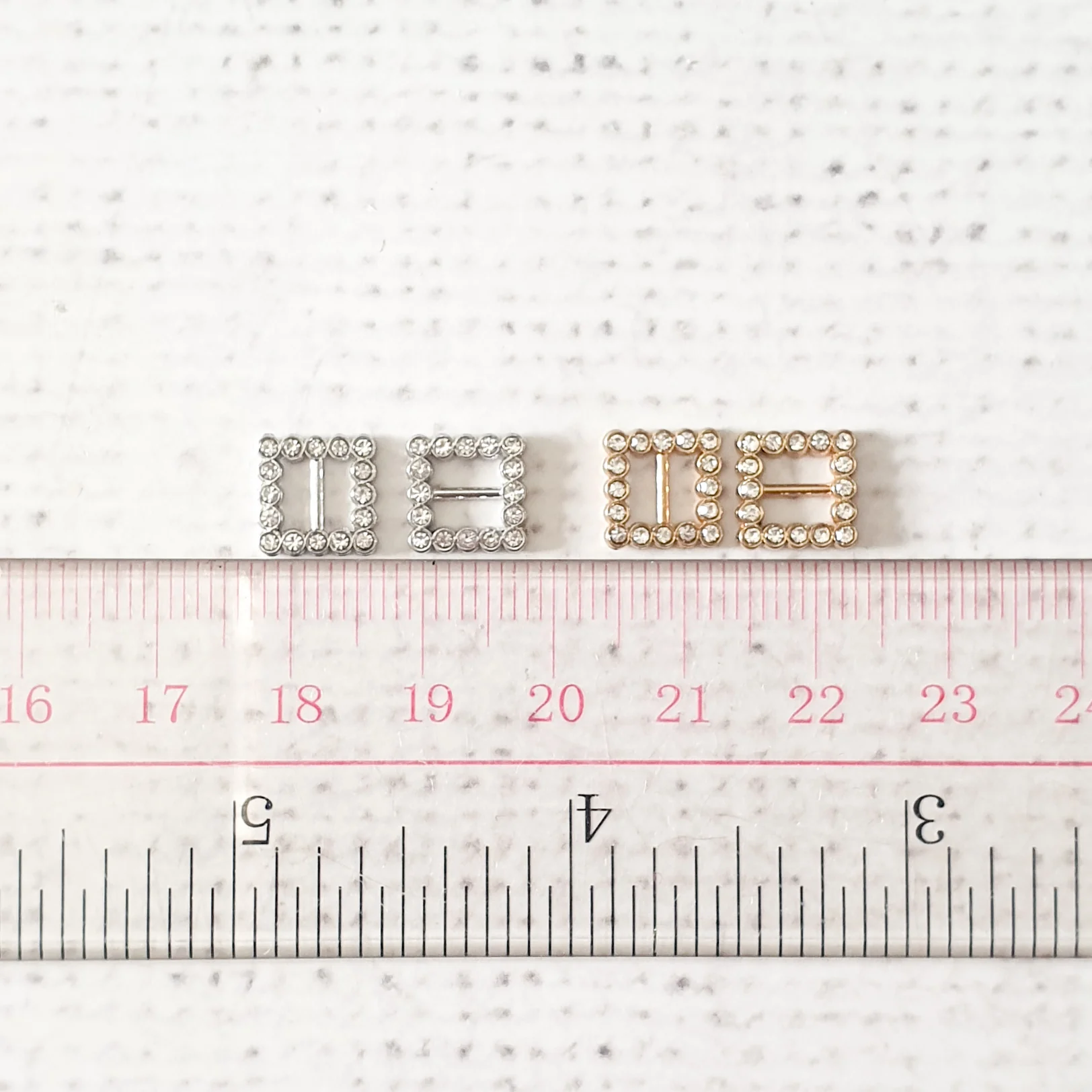 9mm Diamonte Rectangular Buckle Slider - Image 3