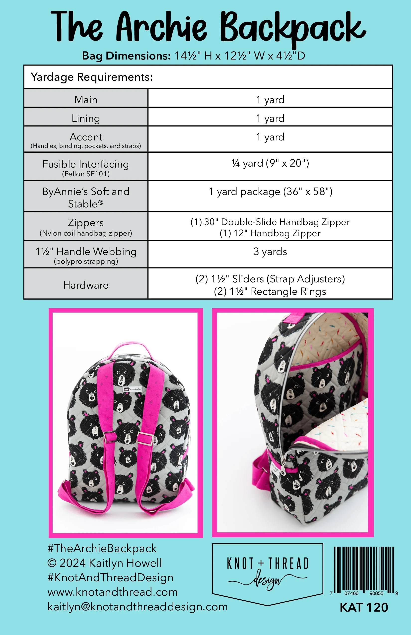 Archie Backpack Pattern | Knot + Thread Designs | Printed Pattern - Image 2