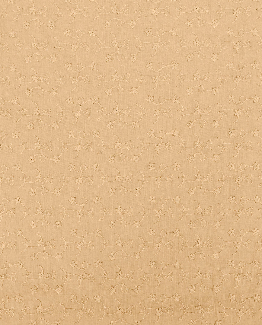 Beige - Embroidered Cotton with Double Scallop Border - Image 2