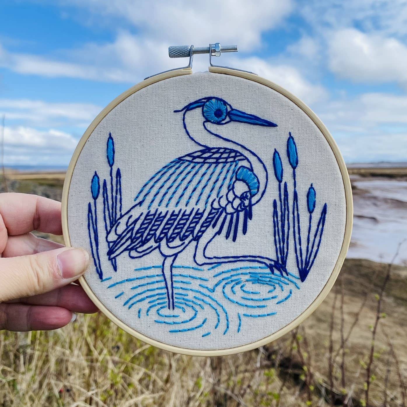 Blue Heron Embroidery Kit - Image 2