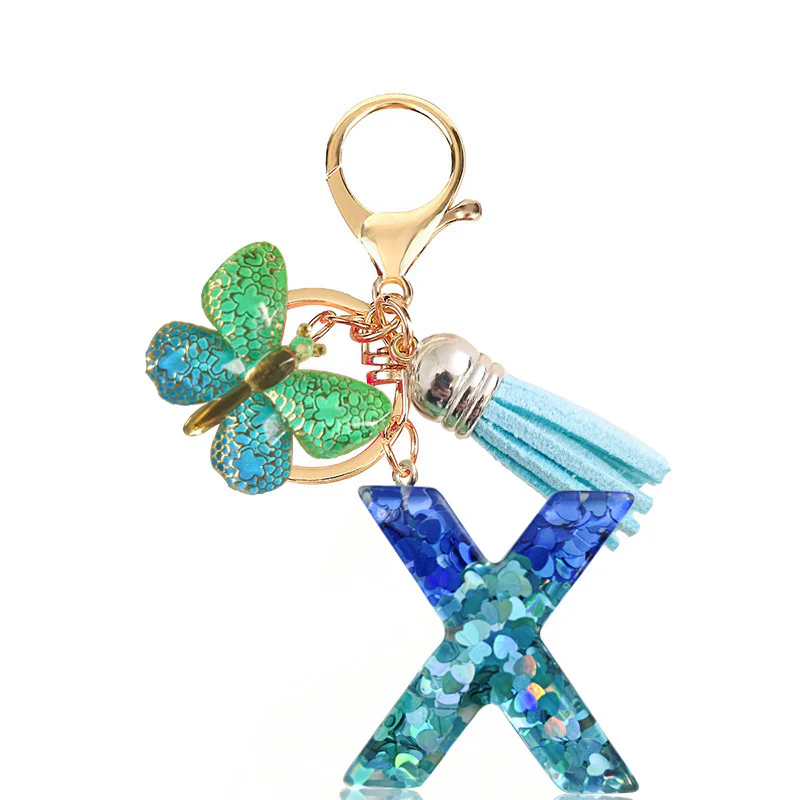 Blue Ombre Hearts - Alphabet Keyring - Image 24