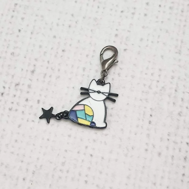 Cat and Fish Zipper Charm, Cat Charm - Image 2
