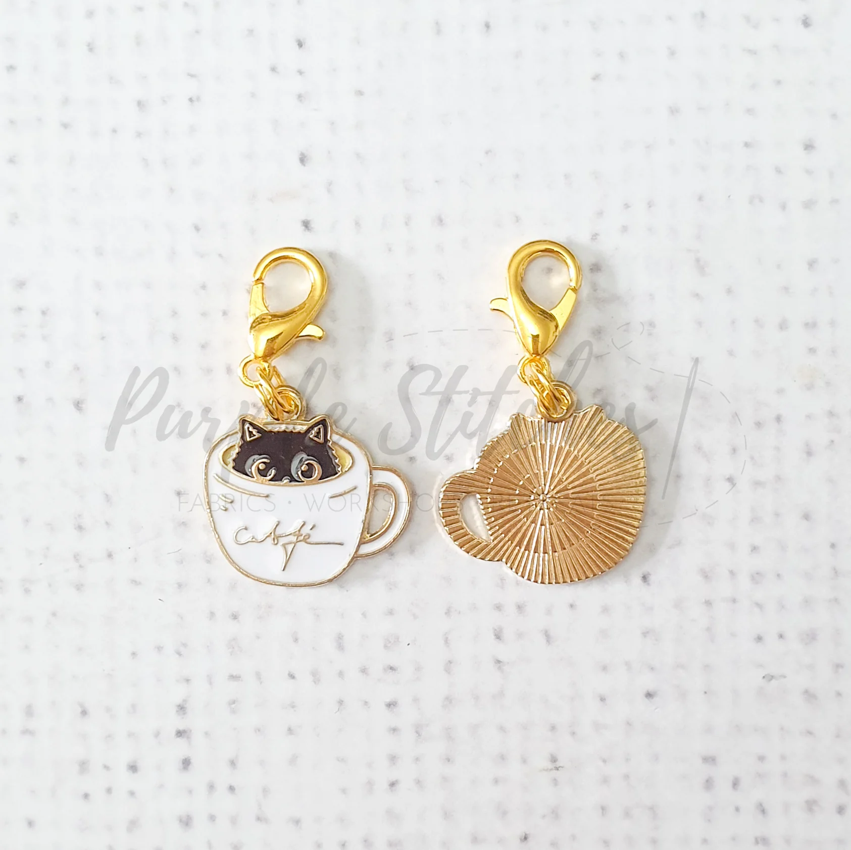 Coffee Mug Cat Zipper Charm - Image 2