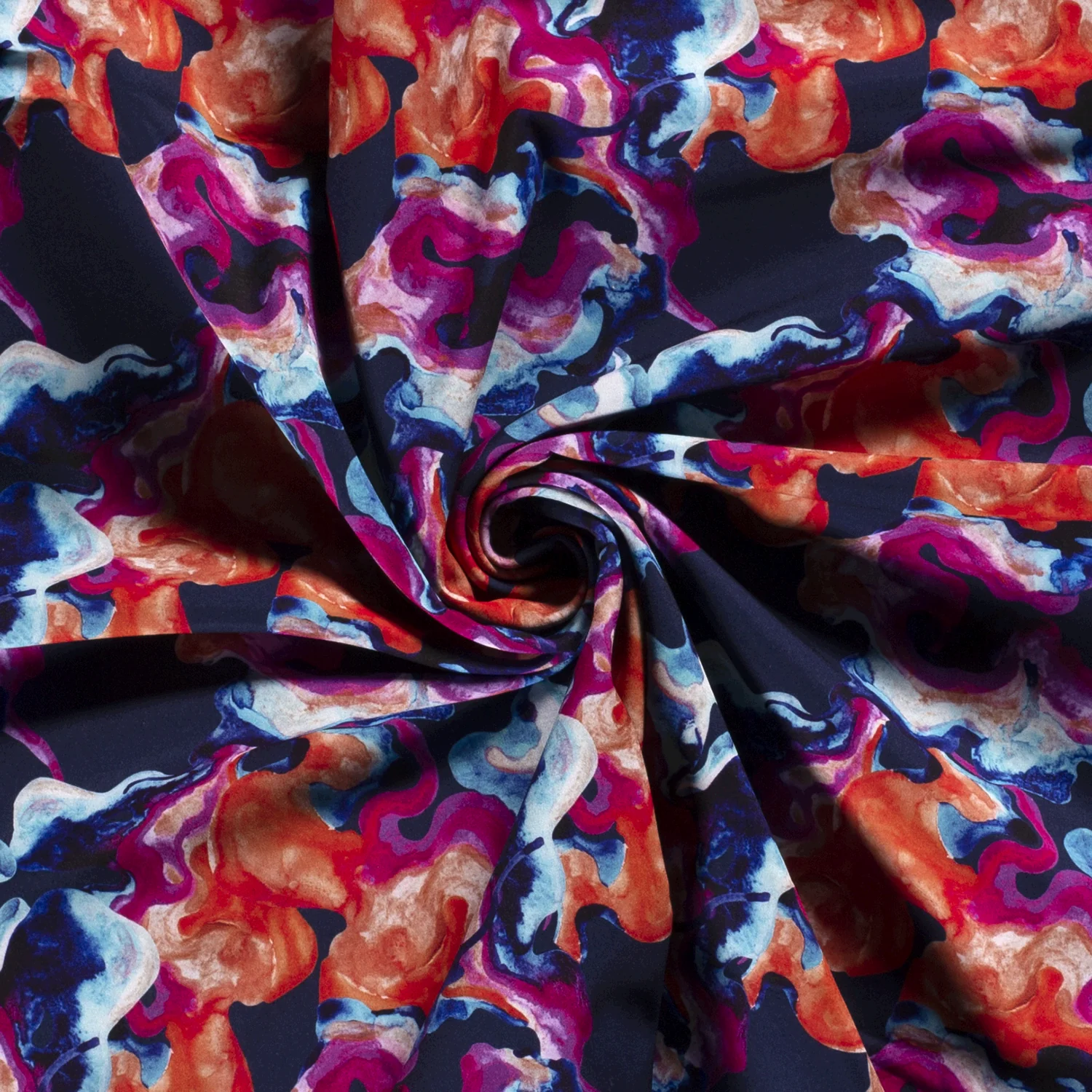 Floral Ripple Navy - Softshell Fabric