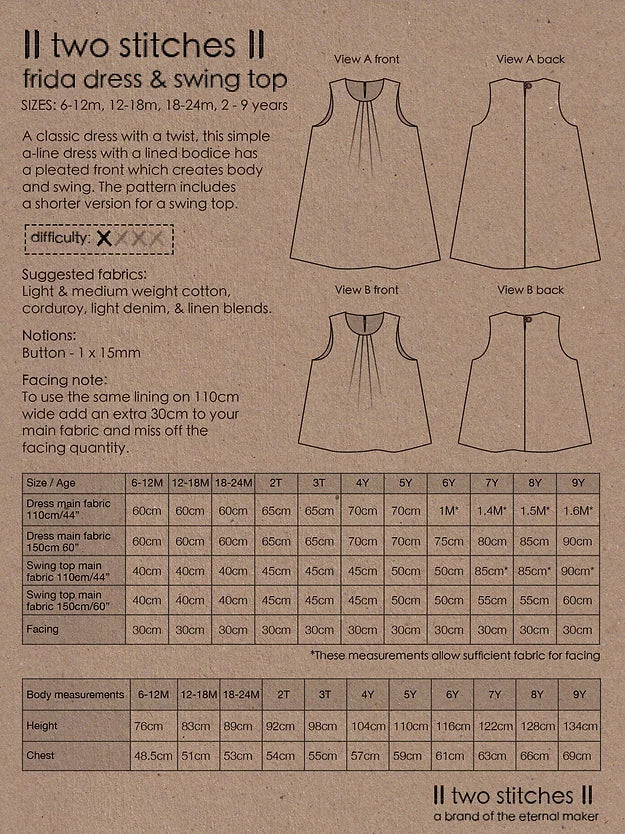 Frida Dress - Two Stitches Patterns - Paper Sewing Pattern - Image 3