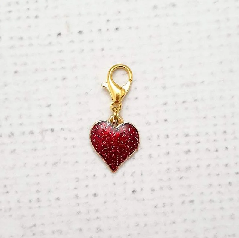 Glitter Heart Zipper Charm - Image 3