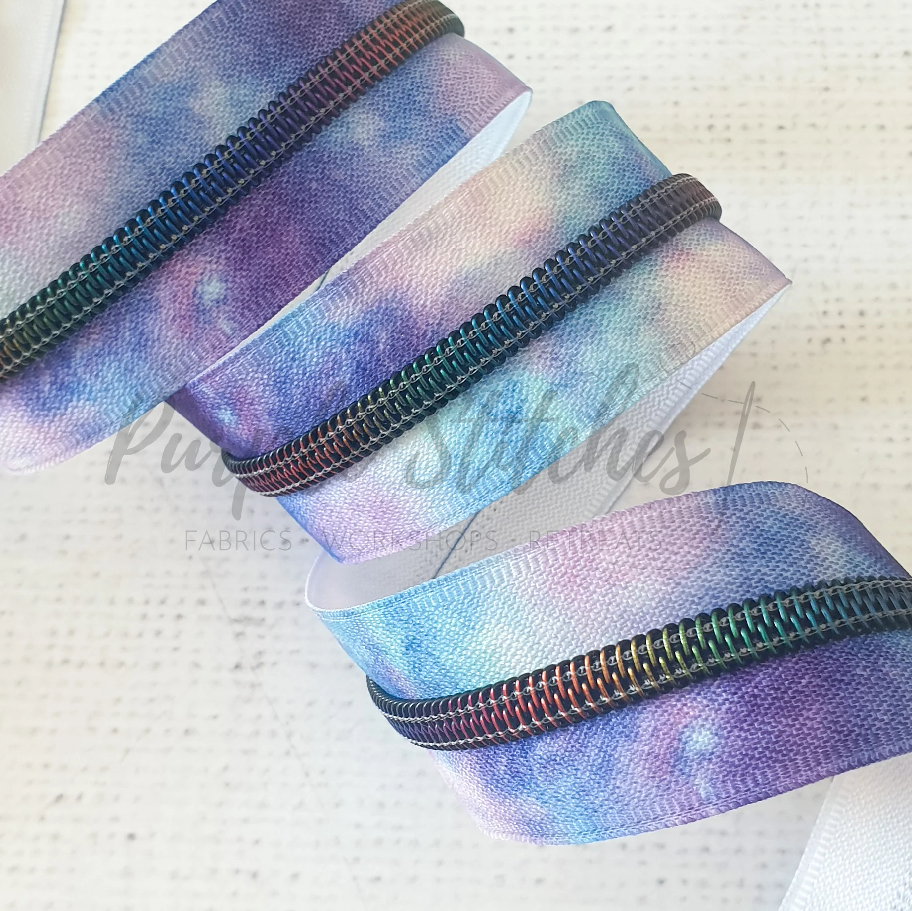 Light Galaxy Zipper Tape with Dark Rainbow Colour Coil Teeth - Size 5 Zip