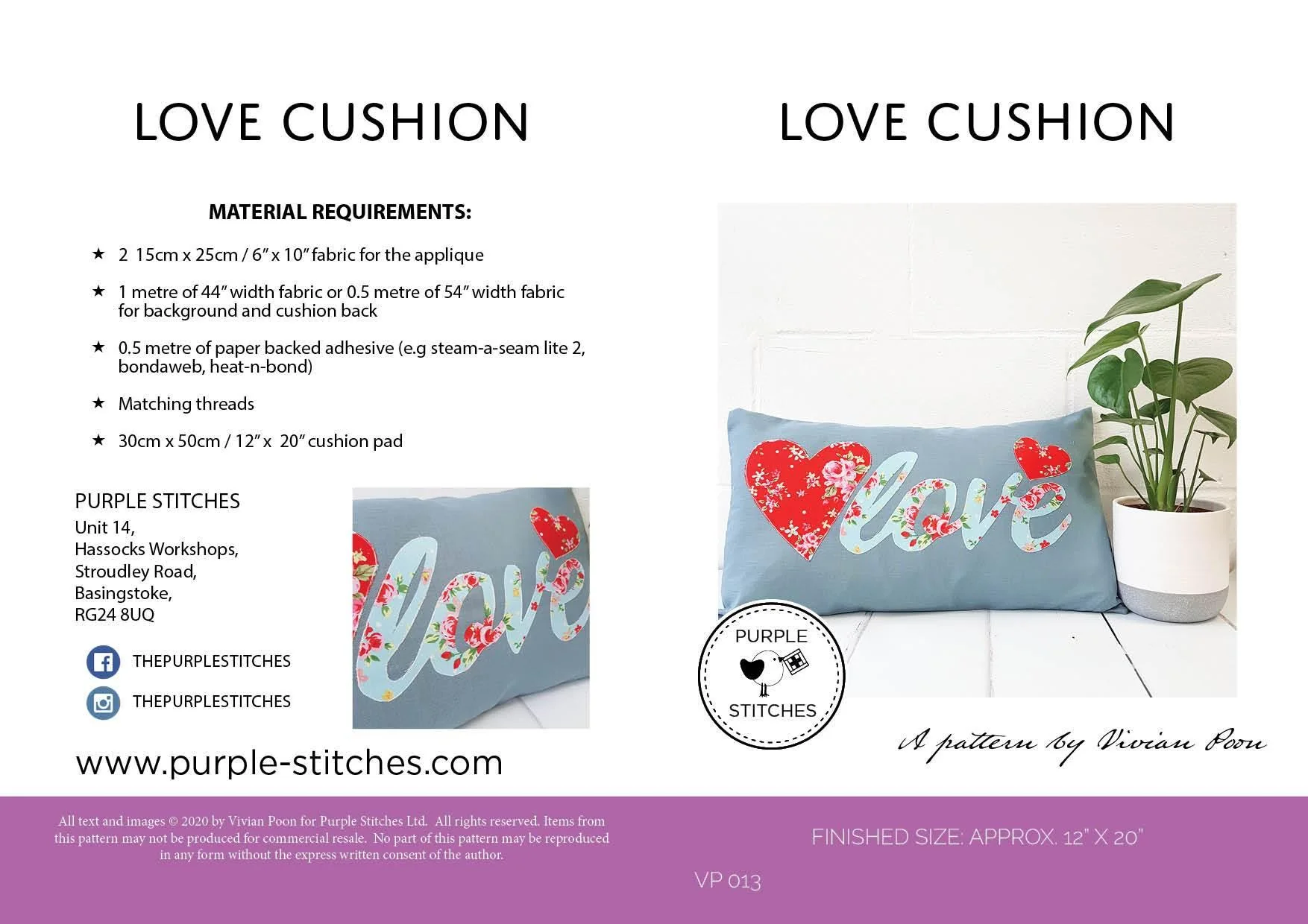 Love Cushion Pattern - Printed Pattern - Image 3