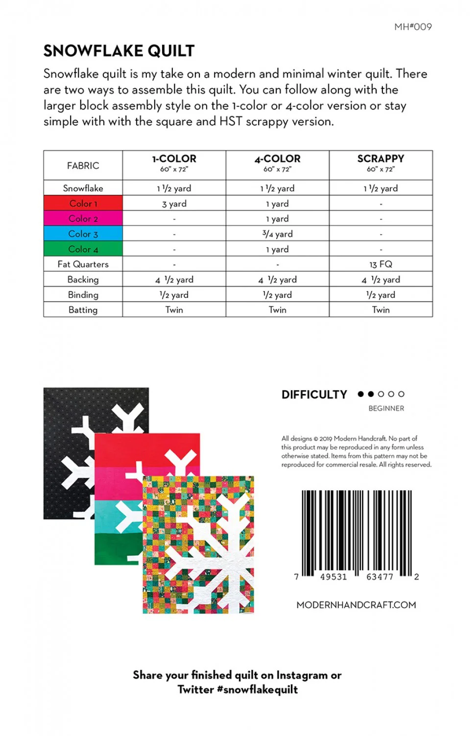 Snowflake - Modern Handcraft - Printed Pattern - Image 2