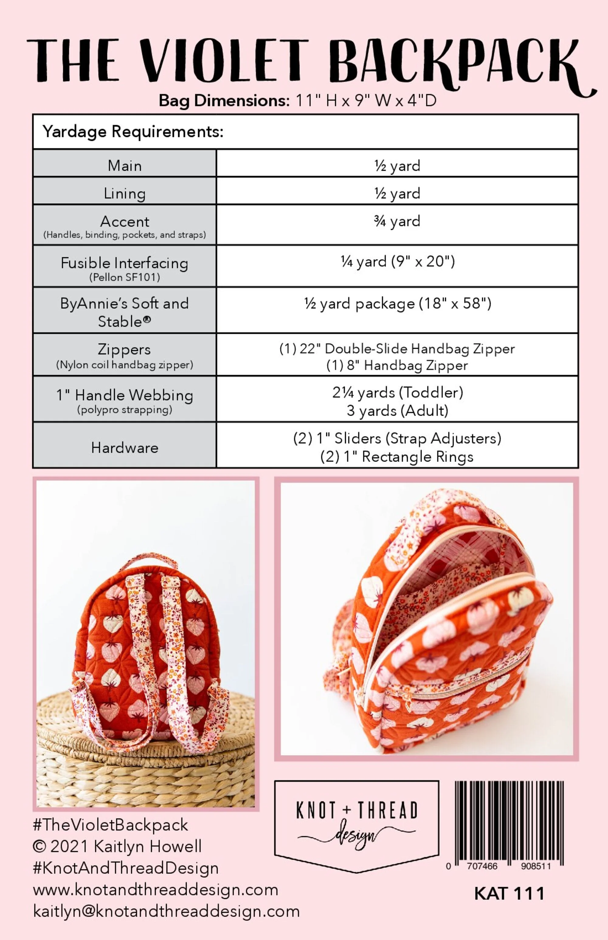 Violet Backpack Pattern | Knot + Thread Designs | Printed Pattern - Image 6