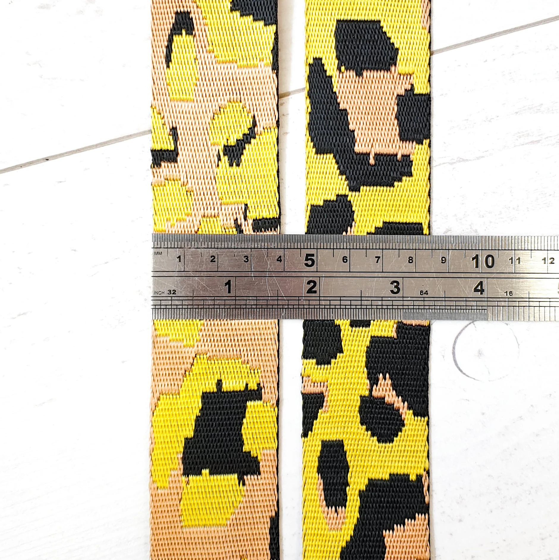 Yellow Leopard Webbing | 1.5 inches / 38mm  | Sold by the Metre - Image 2